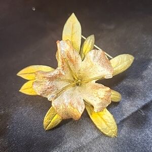 Vintage Rare MFA Lily Brooch signed Museum of Fine Arts Texturized Floral Brooch